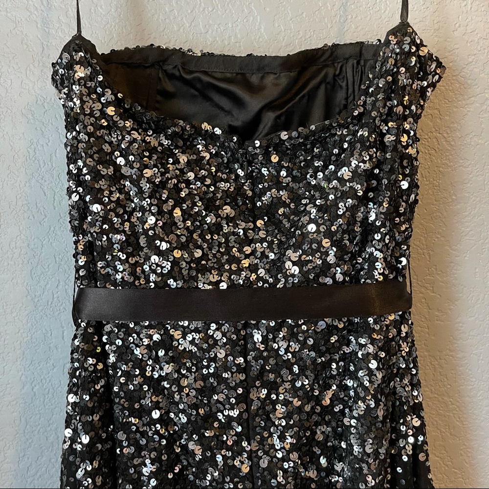 Scala Black Sequined Strapless Fit & Flare Dress - image 4